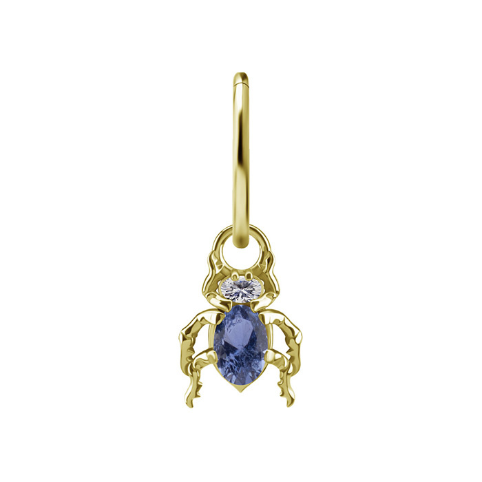 Charms - CoCr NF - beetle with navy blue nano gems - gold - D-085