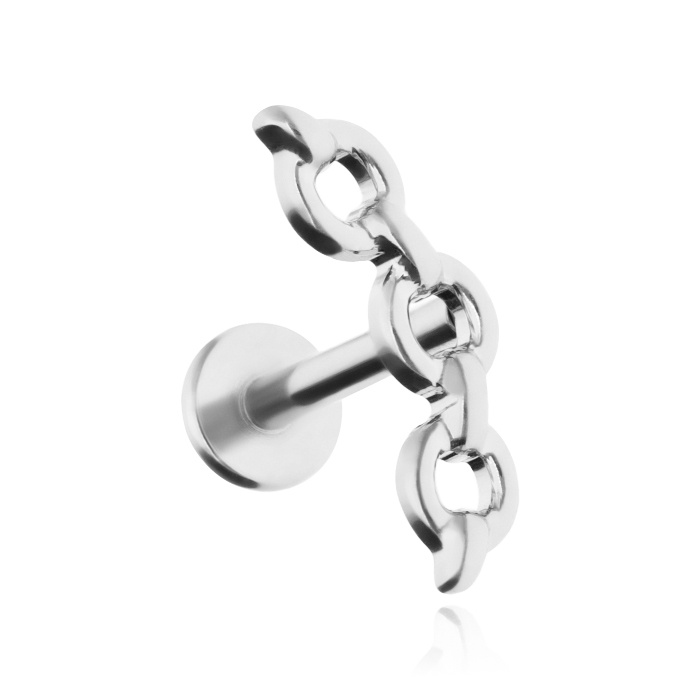 Titanium labret chain silver