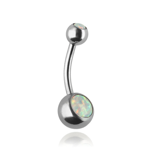 Belly button ring with light blue opal OP17 - KP-016