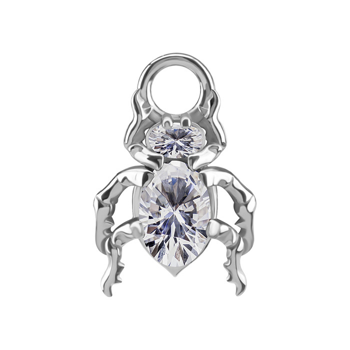 Charms - CoCr NF - beetle with white zirconia - silver - D-085