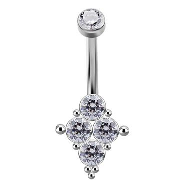 Titanium Belly button ring - Premium Zirconia white - TPP-023