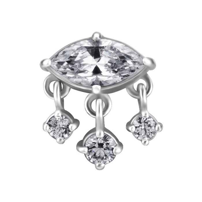 Nakrętka push in - z białymi cyrkoniami  - CoCr NF - srebrny - PI-010