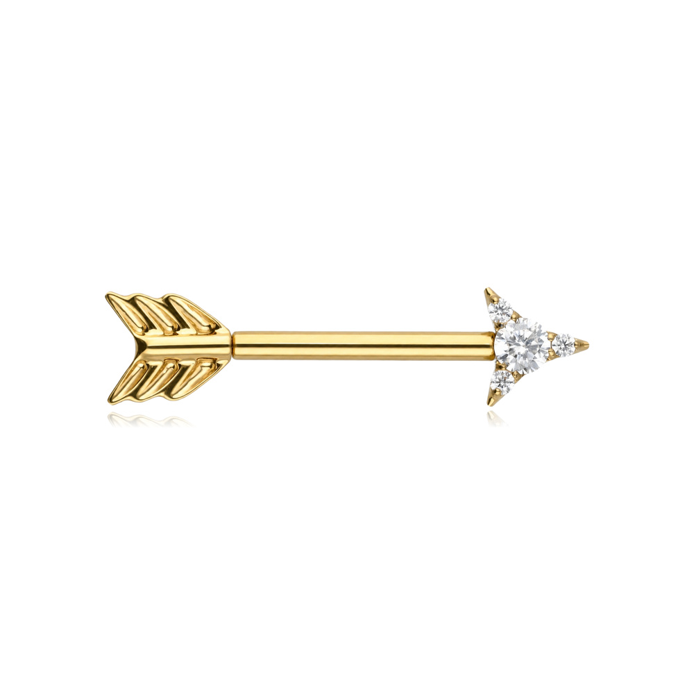Titanium nipple piercing with white zircons - silver - TI-014