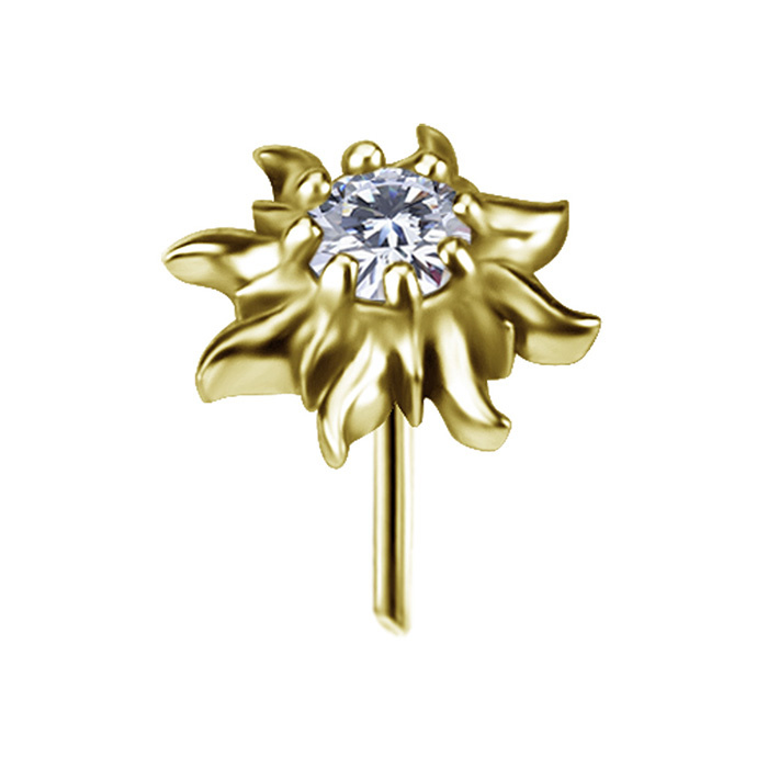 Attachment push in - sun with white zirconia - gold - PI-063