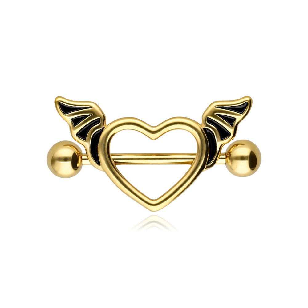 Nipple piercing - pink hearts - S-026