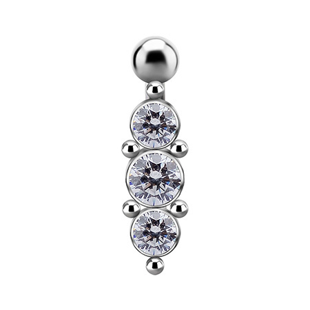 Titanium Belly button ring - Premium Zirconia white - TPP-034