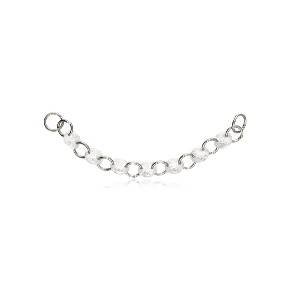 Titanium Chain with White Zirconia - silver - D-097