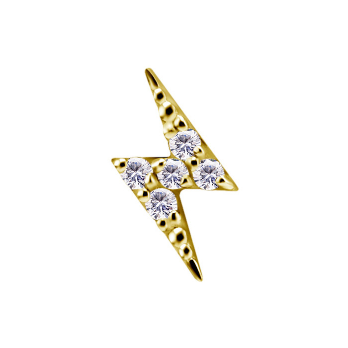 18K gold attachment for pins - white zirconia - GD18K-017