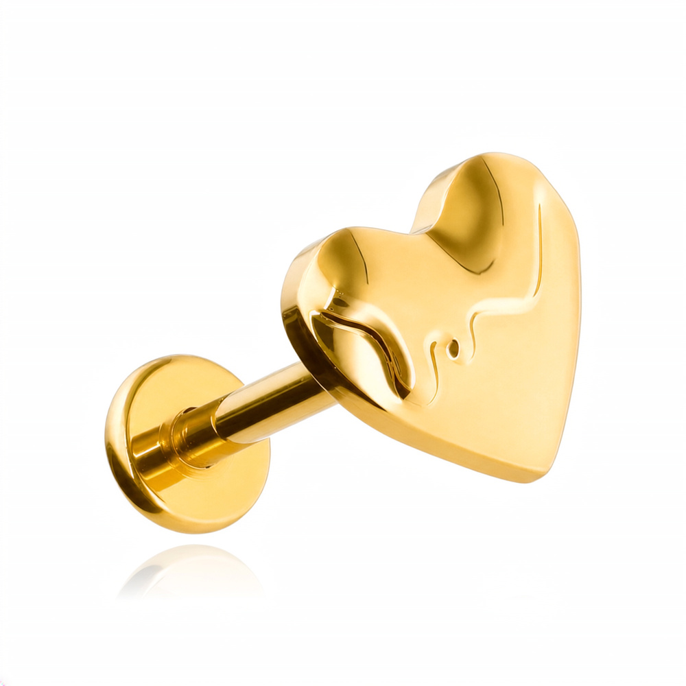 Titanium labret melting heart - gold