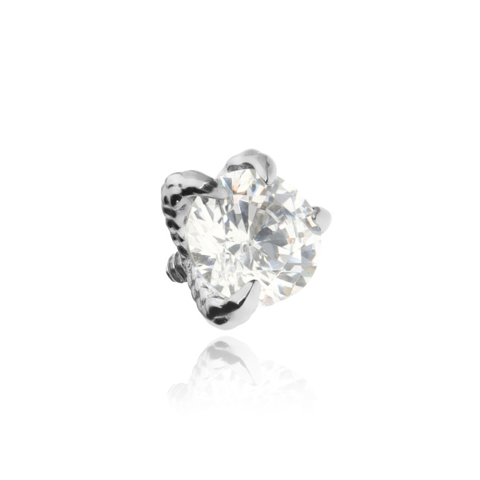 Titanium attachment white zirconia in the claws of a dragon - silver - TNA-097