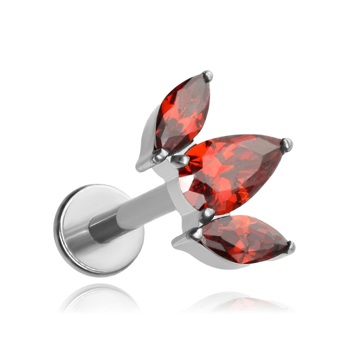 Titanium labret with white zircons - silver