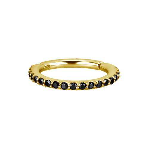 Gold clicker   ring black PREMIUM Zirconia - K-013