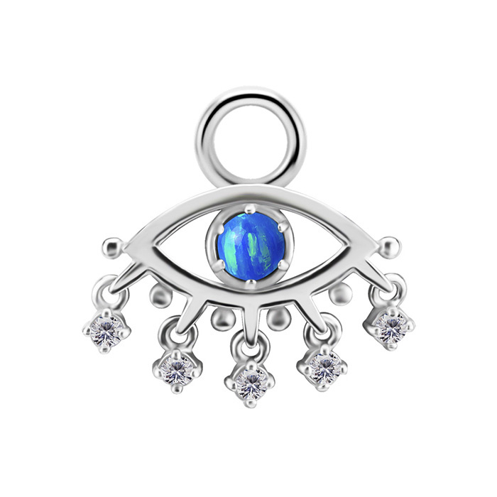 Charms - CoCr NF - niebieskie oko proroka z białymi cyrkoniami - srebrny - D-090