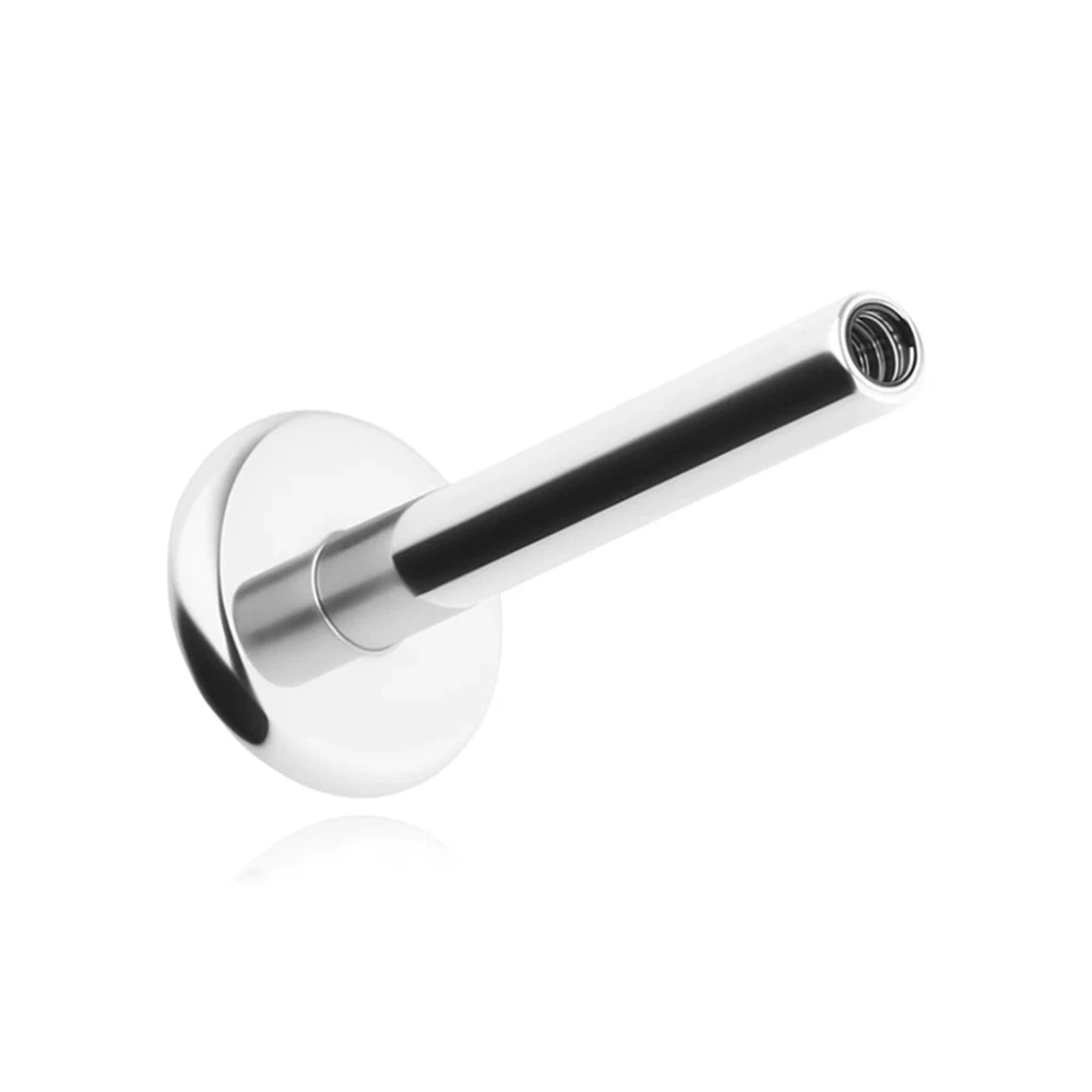Tytanowy pręcik typu labret - gwint wewnętrzny - srebrny - TCZ-003