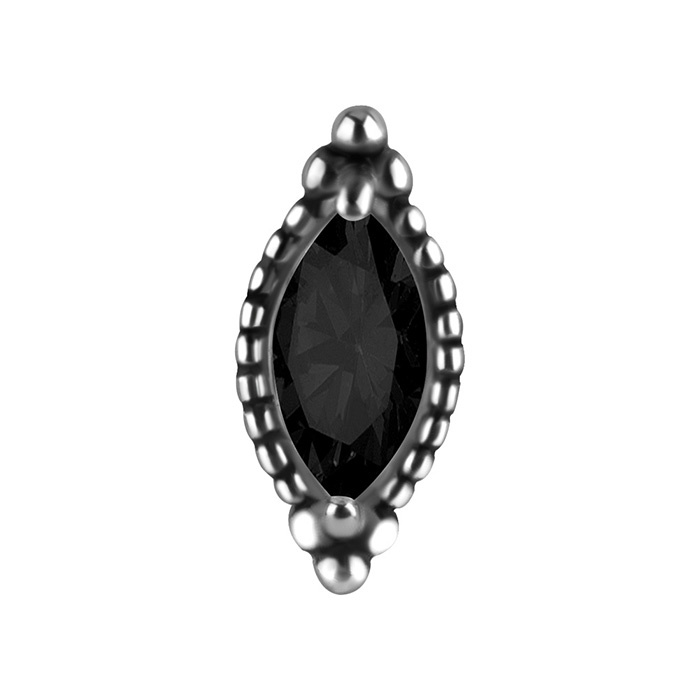 Nakrętka push in - z czarną cyrkonią - CoCr NF - srebrny - PI-006