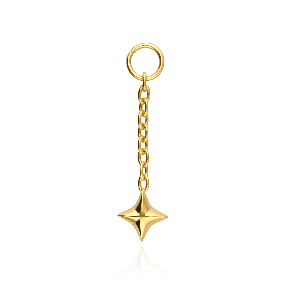 Tytanowy łańcuszek charms z gwiazdą - złoty - D-092