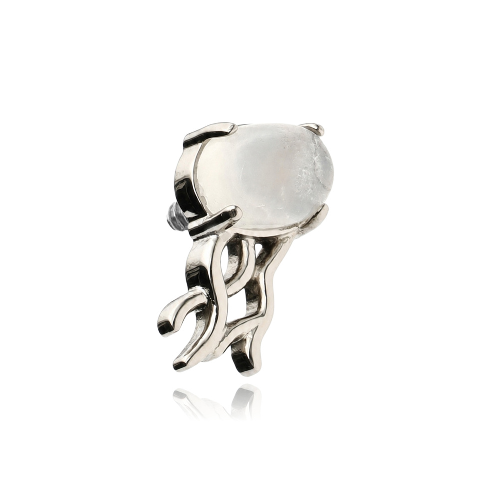 Tytanowa nakrętka - meduza moonstone - srebrny - TNA-263
