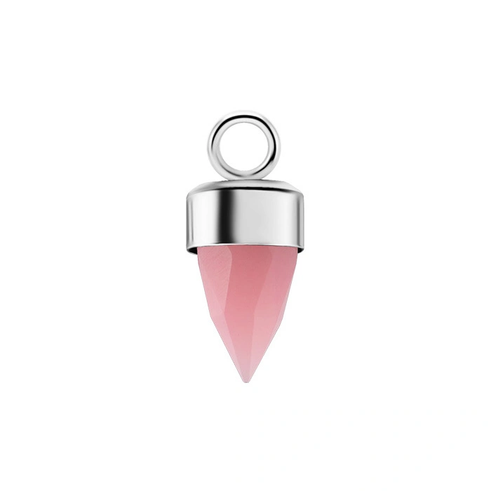 Charms - różowy stożek - srebrny - D-096