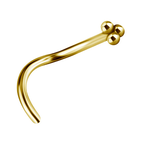 Tytanowy kolczyk do nosa ozdobny - złoty - TN-012