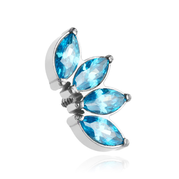 Tytanowa nakrętka z niebieskimi cyrkoniami - TNA-076