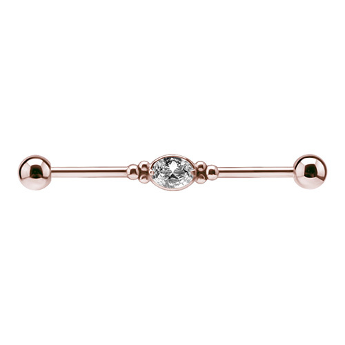 Industrial ozdobny - różowe złoto z cyrkonią - IND-039