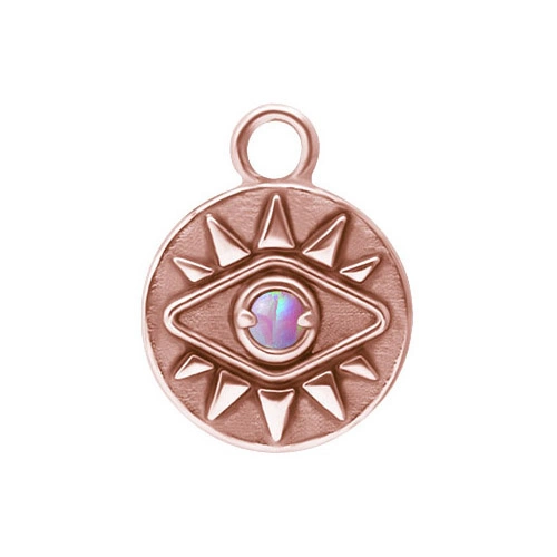 Charms - oko z opalem - różowe złoto - D-056