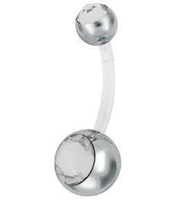 Bioplast kolczyk do pępka z białymi cyrkoniami - BP-002