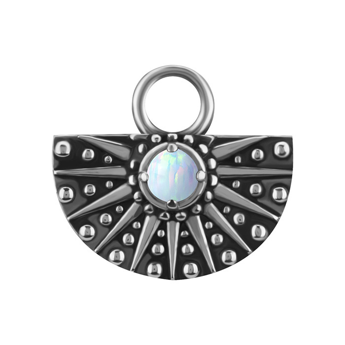 Charms - CoCr NF - ażurowy z białym opalem - srebrny - D-088