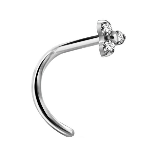 Tytanowy kolczyk do nosa Premium Zirconia z białą cyrkonią - TN-017