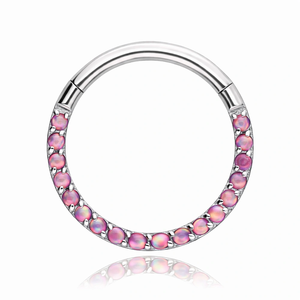 Tytanowe kółko cliker z różowym opalem - OP22 - TK-021