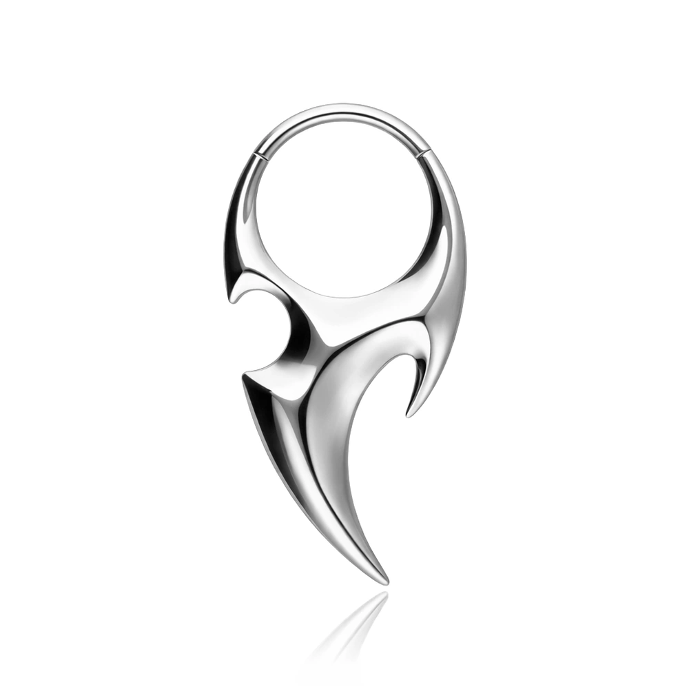 Tytanowy kolczyk clicker tribal - srebrny - TK-102