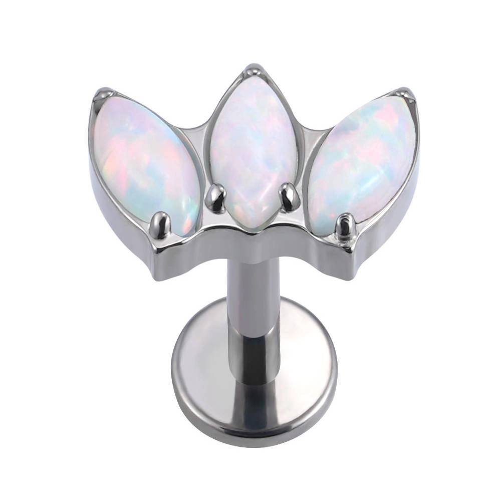 Tytanowy labret ozdobny - opal OP18 - TGW-081