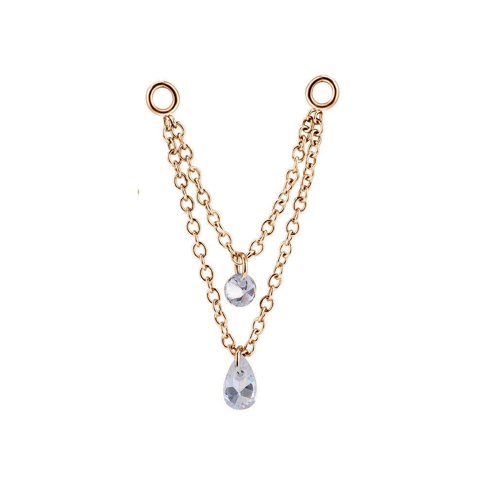 Łańcuszek - cyrkonia - różowe złoto - D-020