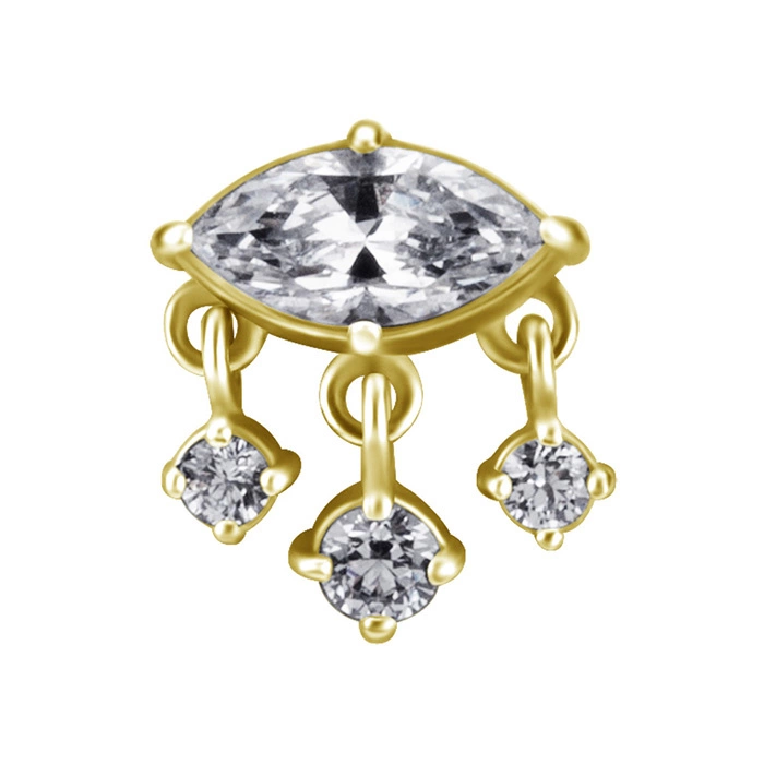 Nakrętka push in - z białymi cyrkoniami  - CoCr NF - złoty - PI-010