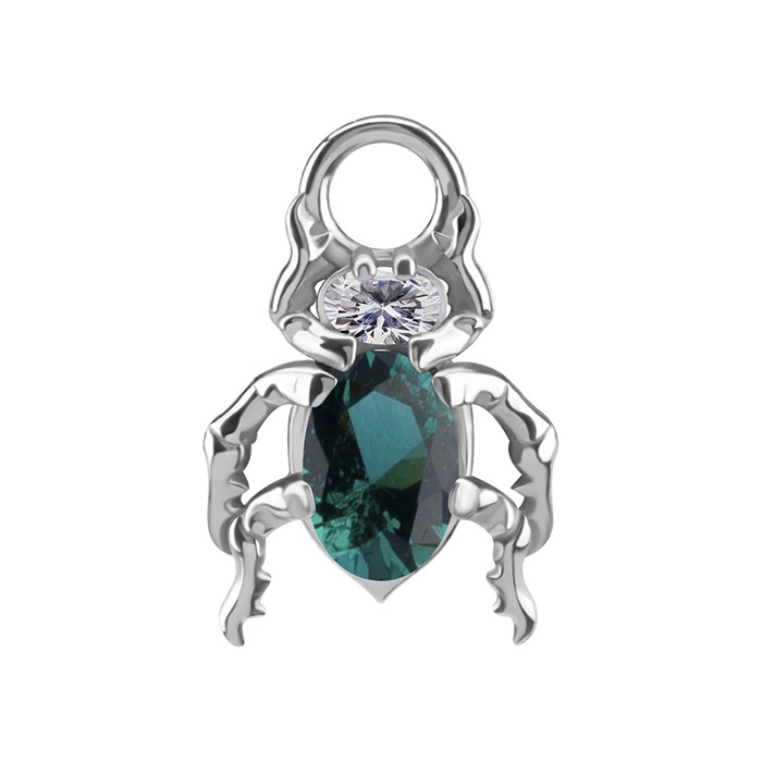 Charms - CoCr NF - żuk z zielonym nano gems - srebrny - D-085