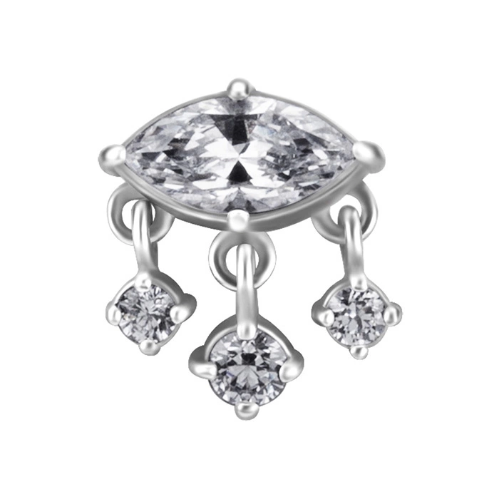 Nakrętka push in - z białymi cyrkoniami  - CoCr NF - srebrny - PI-010