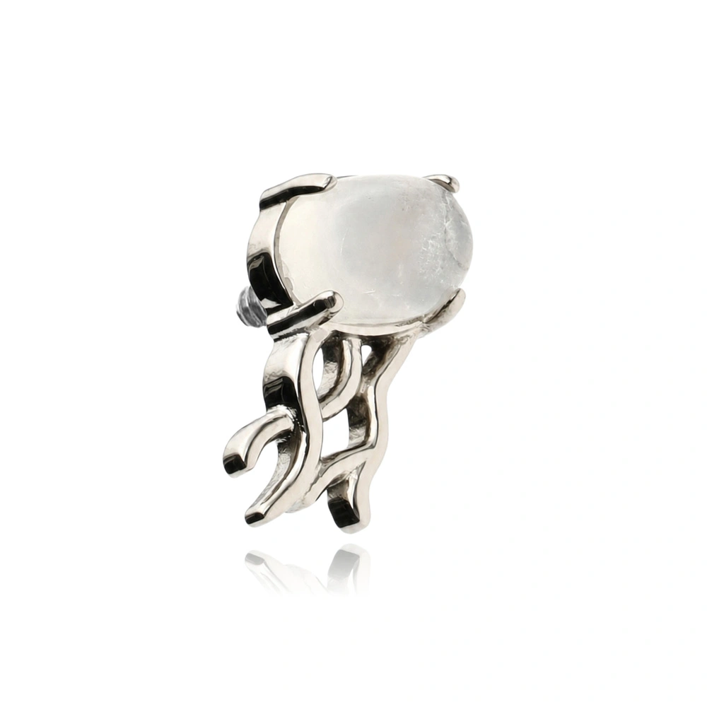 Tytanowa nakrętka - meduza moonstone - srebrny - TNA-263