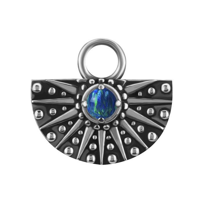 Charms - CoCr NF - ażurowy z zielonym opalem - srebrny - D-088