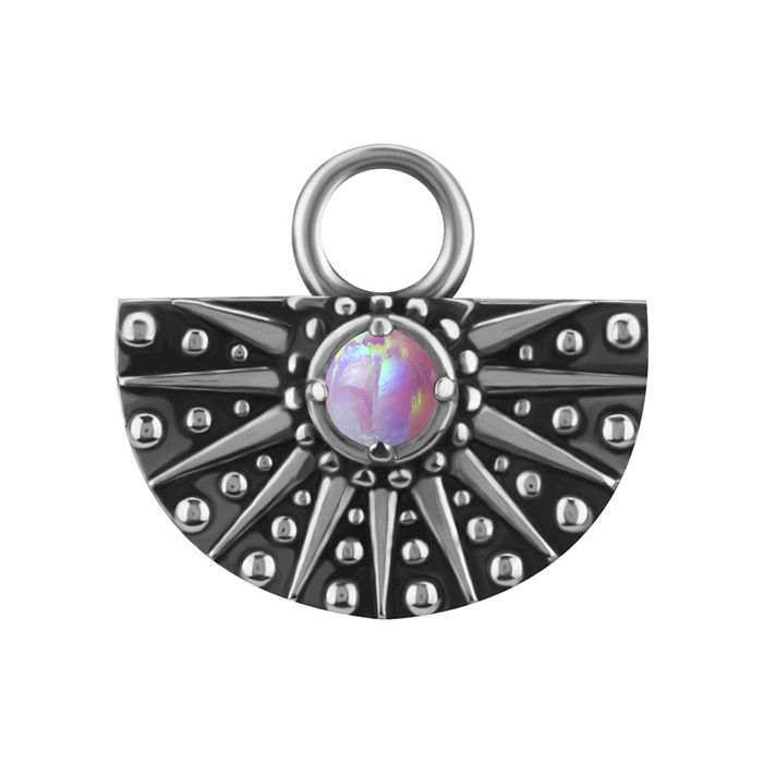 Charms - CoCr NF - ażurowy z różowym opalem - srebrny - D-088