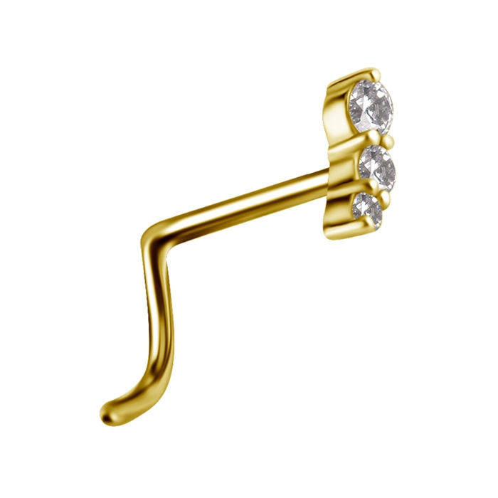 Kolczyk do nosa złoto 18K z białymi cyrkoniami - lewy - GD18K-067