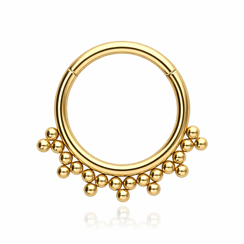 Tytanowy kolczyk kółko ozdobny clicker - złoty - TK-017