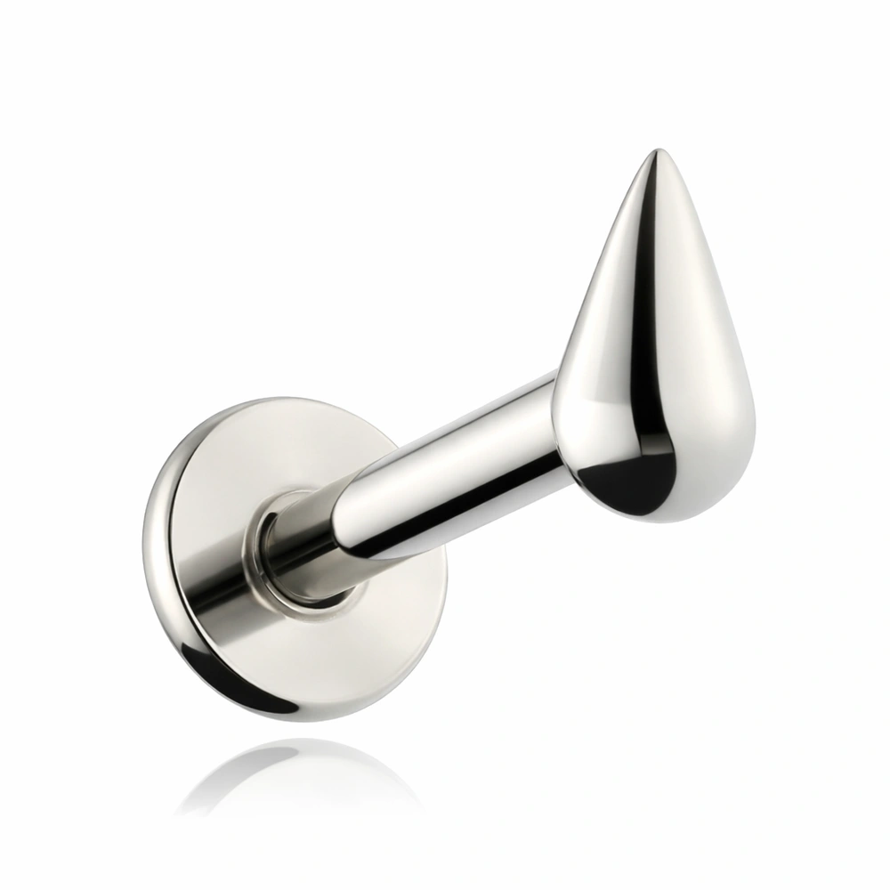 Tytanowy kolczyk labret kropla - srebrny