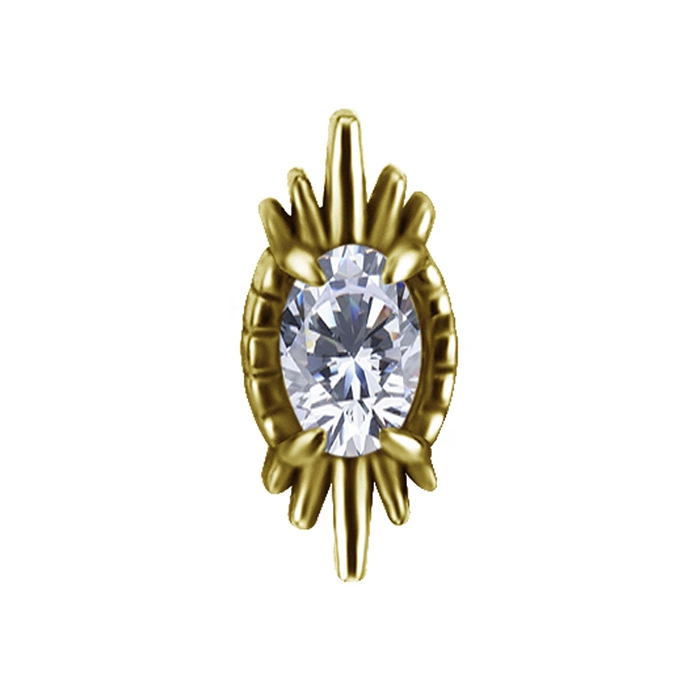 Nakrętka push in z białą cyrkonią - złota - PI-062