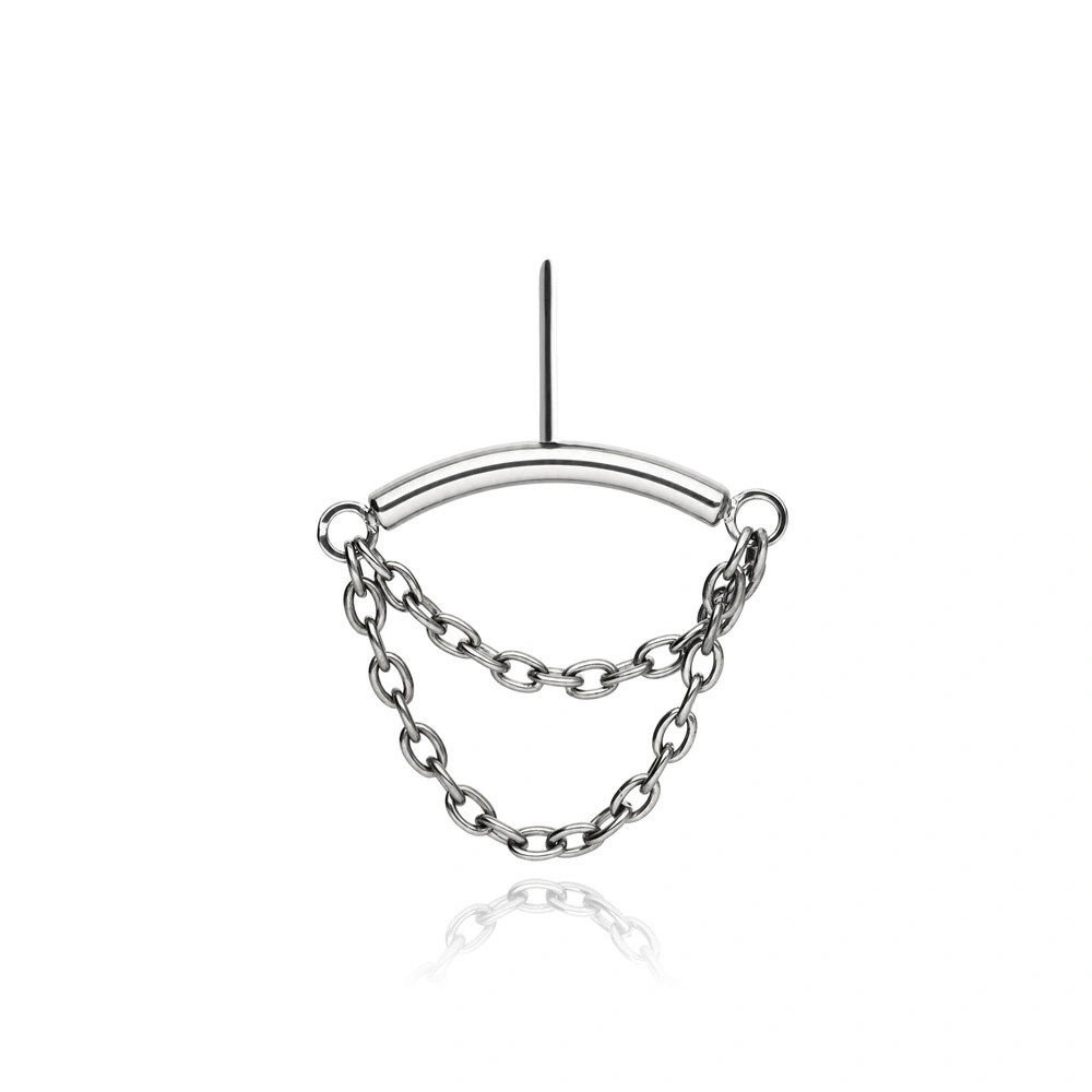 Tytanowa nakrętka PUSH IN - srebrna z łańcuszkami - TPI-013
