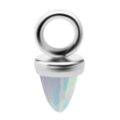 Tytanowy Charms z białym opalem - srebrny - D-058