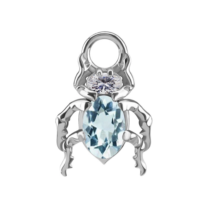 Charms - CoCr NF - żuk z niebieskim nano gems - srebrny - D-085