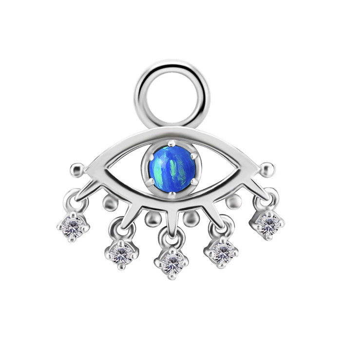 Charms - CoCr NF - niebieskie oko proroka z białymi cyrkoniami - srebrny - D-090