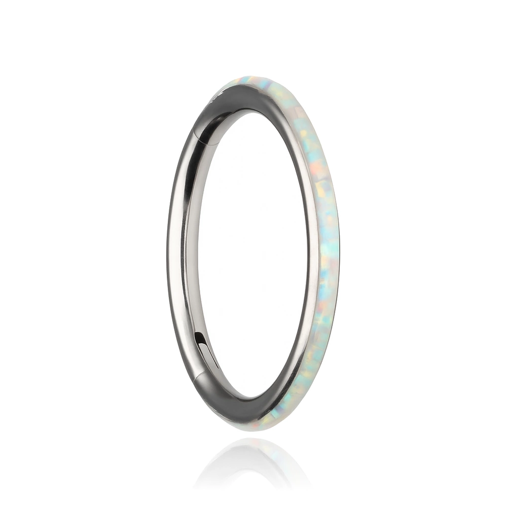 Tytanowe kółko ozdobne CLICKER z opalem - OP17 - TK-003