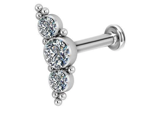 Tytanowy labret cluster - Premium Crystals - TGW-055