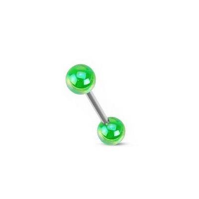 Kolczyk do języka perłowy zielony - KJ-047